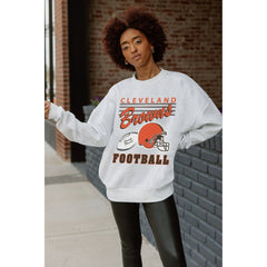 Cleveland Browns Gameday Couture Women's Home Turf Oversized Premium Fleece Pullover Sweatshirt Ash | NFL
