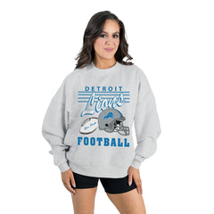 Detroit Lions Gameday Couture Women's Home Turf Oversized Premium Fleece Pullover Sweatshirt Ash | NFL