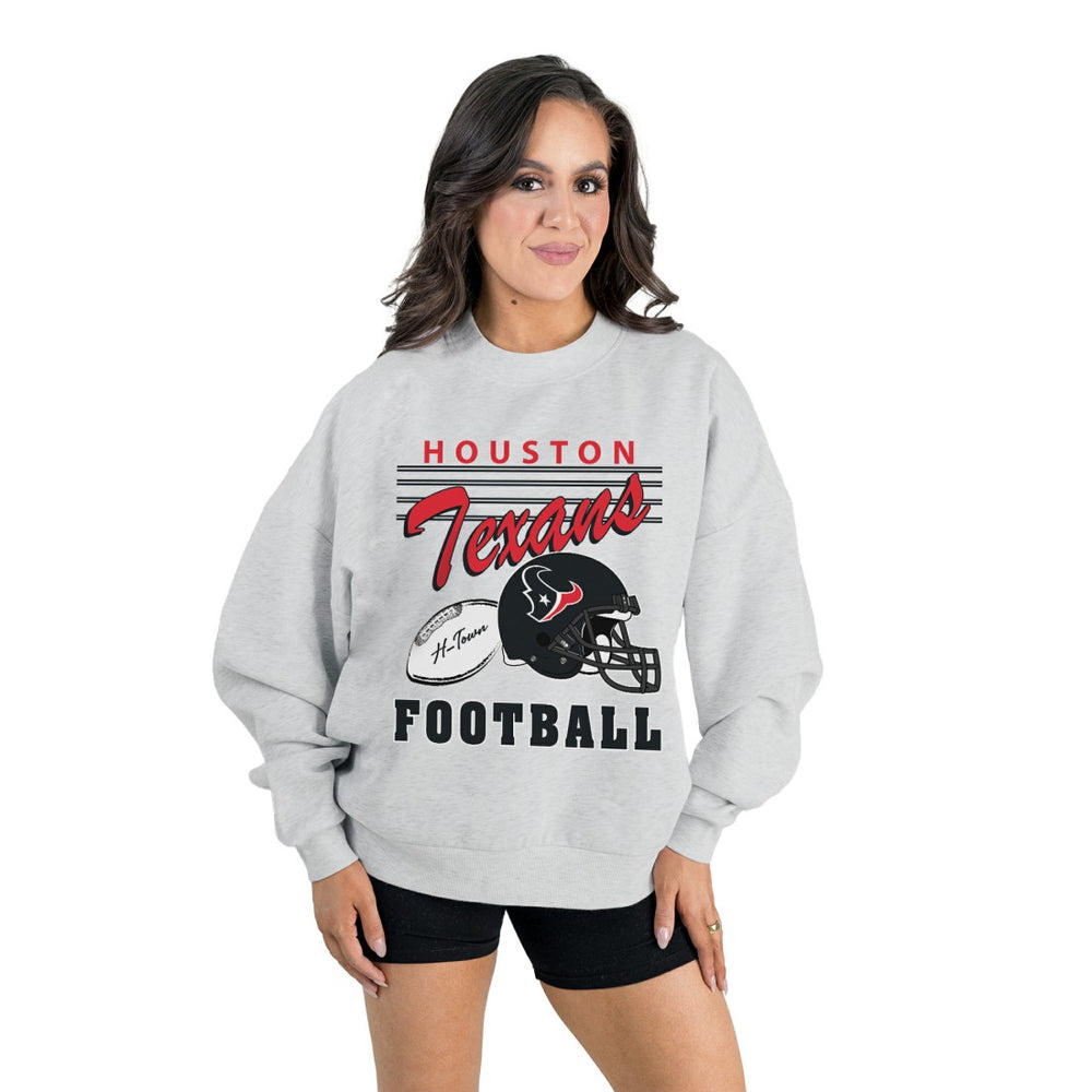 Houston Texans Gameday Couture Women's Home Turf Oversized Premium Fleece Pullover Sweatshirt Ash | NFL