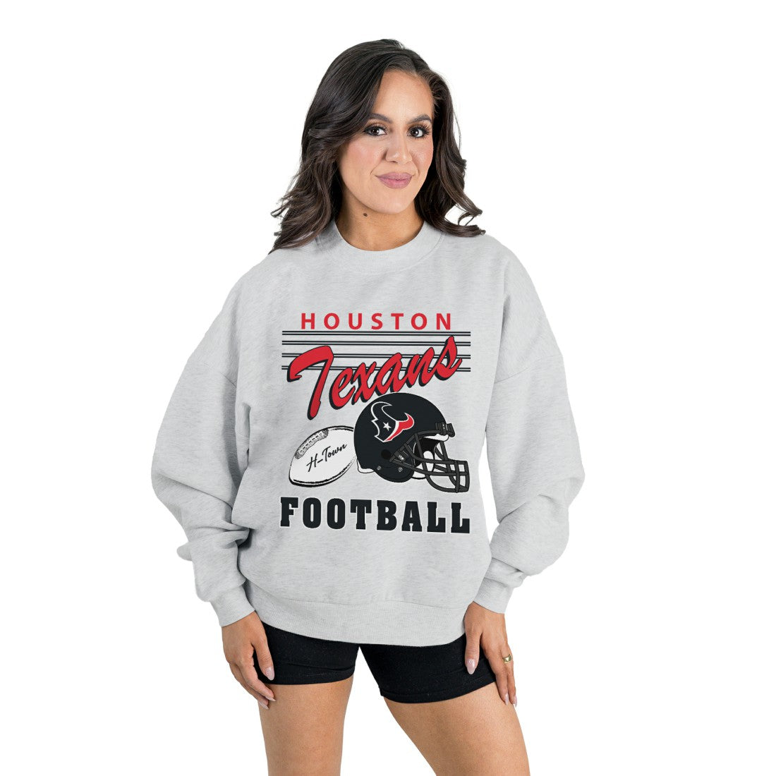 Houston Texans Gameday Couture Women's Home Turf Oversized Premium Fleece Pullover Sweatshirt Ash | NFL