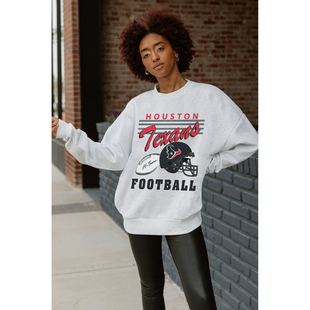 Houston Texans Gameday Couture Women's Home Turf Oversized Premium Fleece Pullover Sweatshirt Ash | NFL