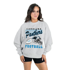 Carolina Panthers Gameday Couture Women's Home Turf Oversized Premium Fleece Pullover Sweatshirt Ash | NFL