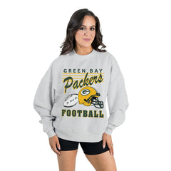 Green Bay Packers Gameday Couture Women's Home Turf Oversized Premium Fleece Pullover Sweatshirt Ash | NFL
