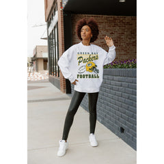 Green Bay Packers Gameday Couture Women's Home Turf Oversized Premium Fleece Pullover Sweatshirt Ash | NFL