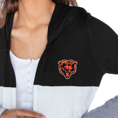 Chicago Bears Gameday Couture Women's Tri-Blend Color Block Lightweight Cardigan Hoodie Black | NFL