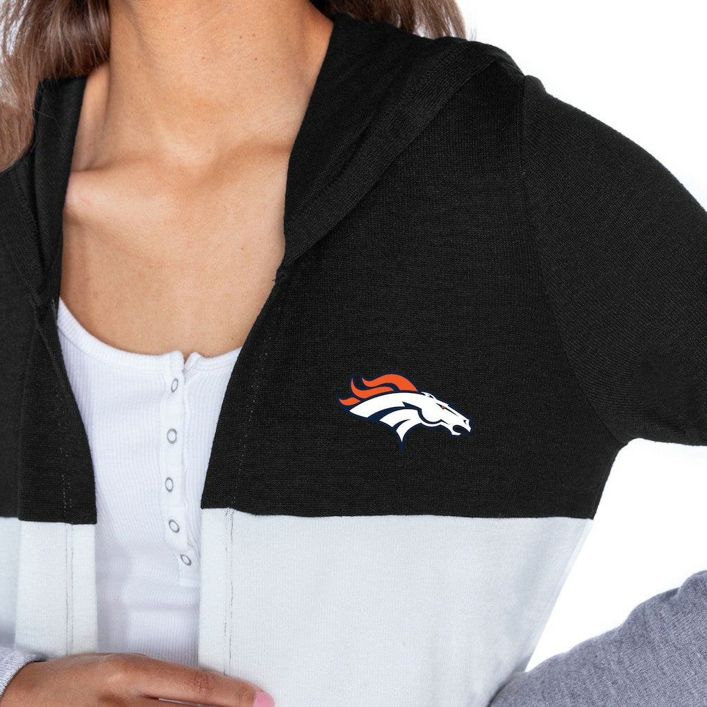 Denver Broncos Gameday Couture Women's Tri-Blend Color Block Lightweight Cardigan Hoodie Black | NFL