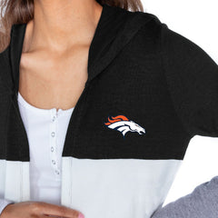 Denver Broncos Gameday Couture Women's Tri-Blend Color Block Lightweight Cardigan Hoodie Black | NFL