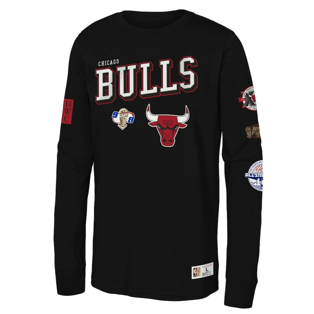 Chicago Bulls Youth Hardwood Classics Training Camp Long Sleeve T-Shirt Black - NBA