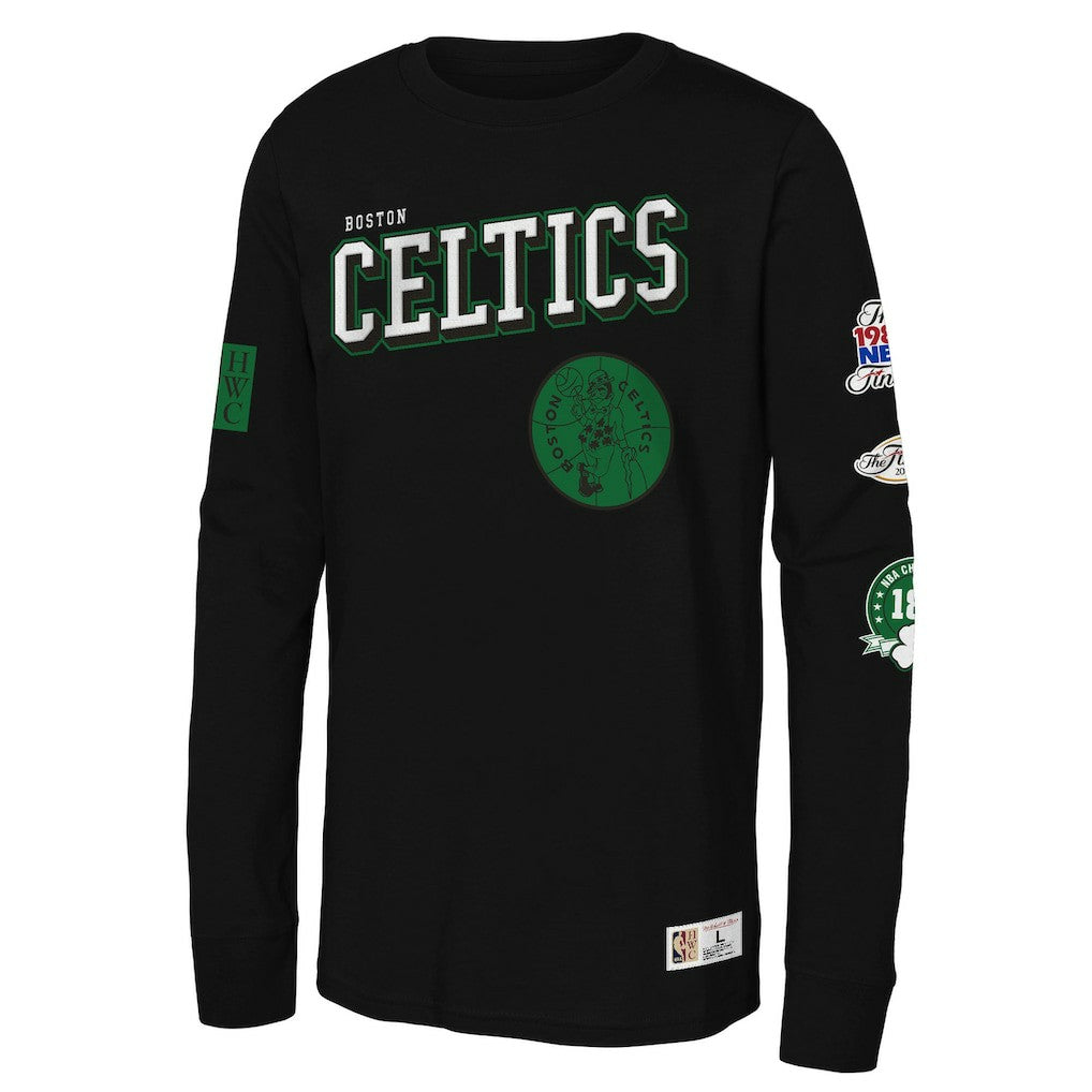 Boston Celtics Youth Hardwood Classics Training Camp Long Sleeve T-Shirt Black - NBA