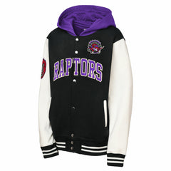 Toronto Raptors Youth Hardwood Classics Courtside Fleece Full-Snap Hooded Jacket Black - NBA