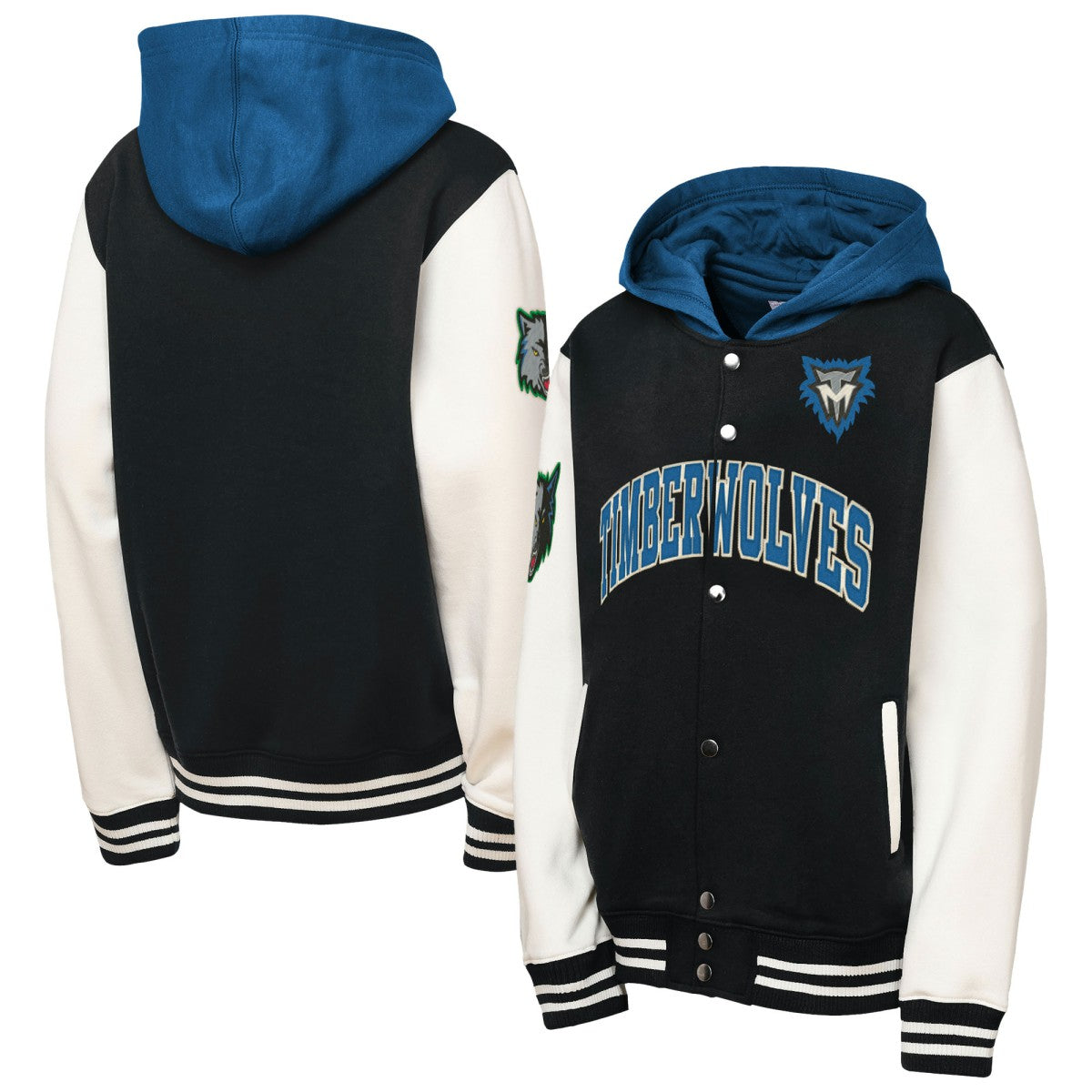 Minnesota Timberwolves Youth Hardwood Classics Courtside Fleece Full-Snap Hooded Jacket Black - NBA