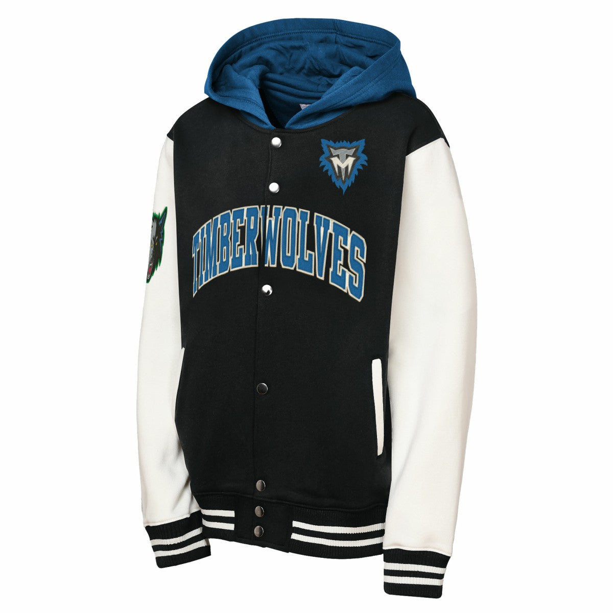 Minnesota Timberwolves Youth Hardwood Classics Courtside Fleece Full-Snap Hooded Jacket Black - NBA