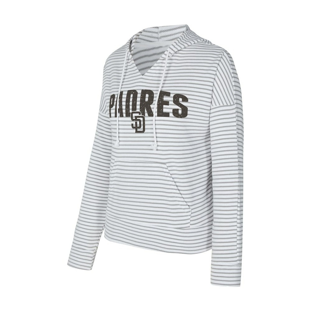 San Diego Padres Concepts Sport Women's Liftoff Striped V-Neck Hoodie - MLB