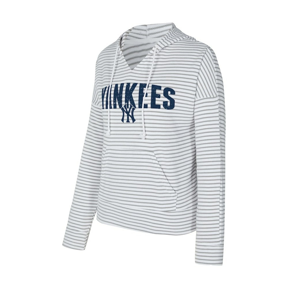 New York Yankees Concepts Sport Women's Liftoff Striped V-Neck Hoodie - MLB