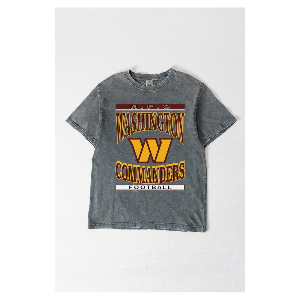 Washington Commanders Gameday Couture Women's Oversized Classic Grind Washed T-Shirt Gray | NFL
