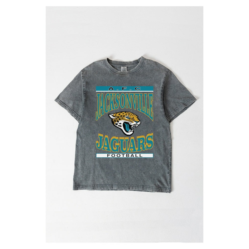 Jacksonville Jaguars Gameday Couture Women's Oversized Classic Grind Washed T-Shirt Gray | NFL