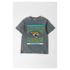 Jacksonville Jaguars Gameday Couture Women's Oversized Classic Grind Washed T-Shirt Gray | NFL