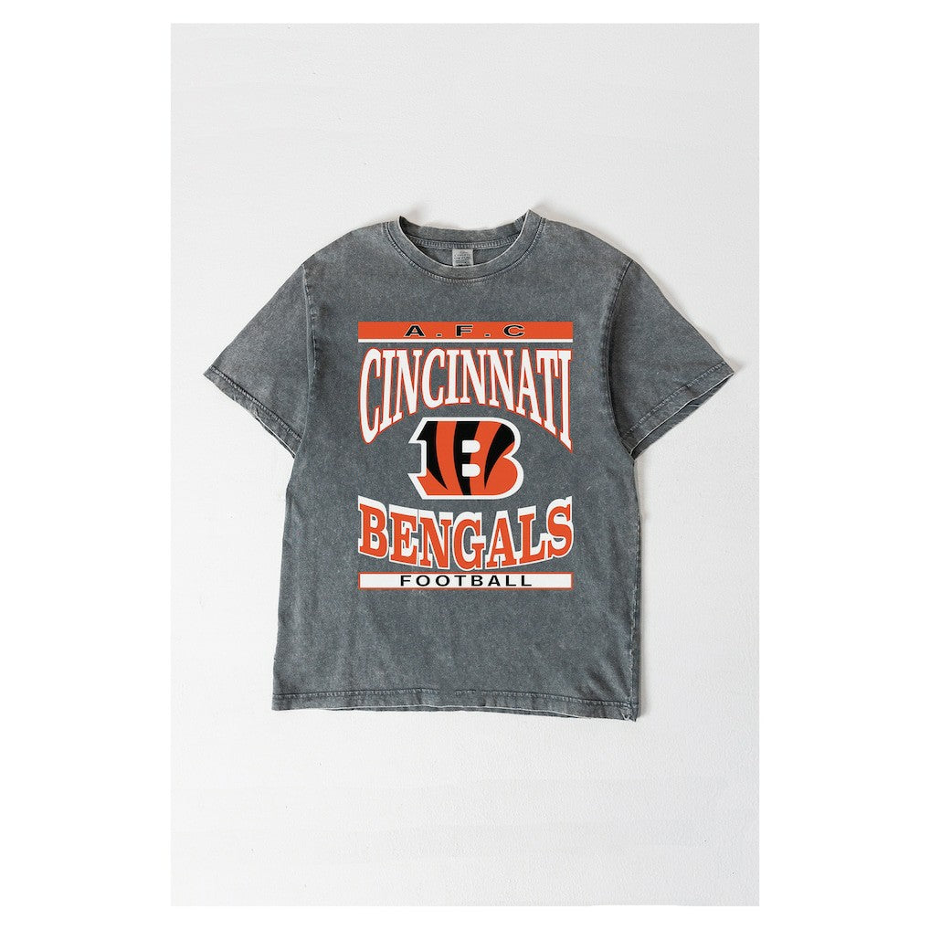 Cincinnati Bengals Gameday Couture Women's Oversized Classic Grind Washed T-Shirt Gray | NFL