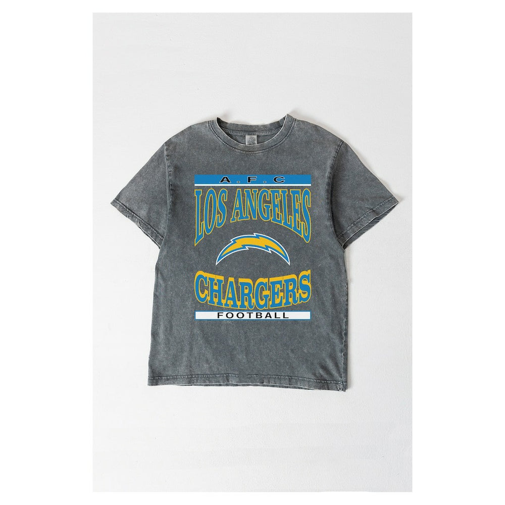 Los Angeles Chargers Gameday Couture Women's Oversized Classic Grind Washed T-Shirt Gray | NFL