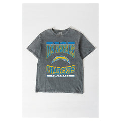 Los Angeles Chargers Gameday Couture Women's Oversized Classic Grind Washed T-Shirt Gray | NFL
