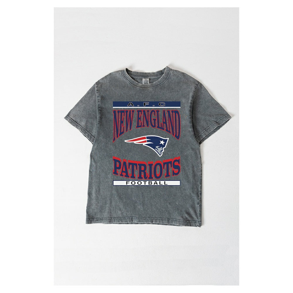 New England Patriots Gameday Couture Women's Oversized Classic Grind Washed T-Shirt Gray | NFL