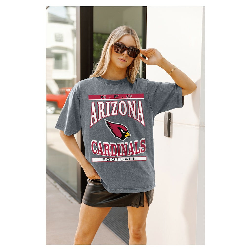 Arizona Cardinals Gameday Couture Women's Oversized Classic Grind Washed T-Shirt Gray | NFL