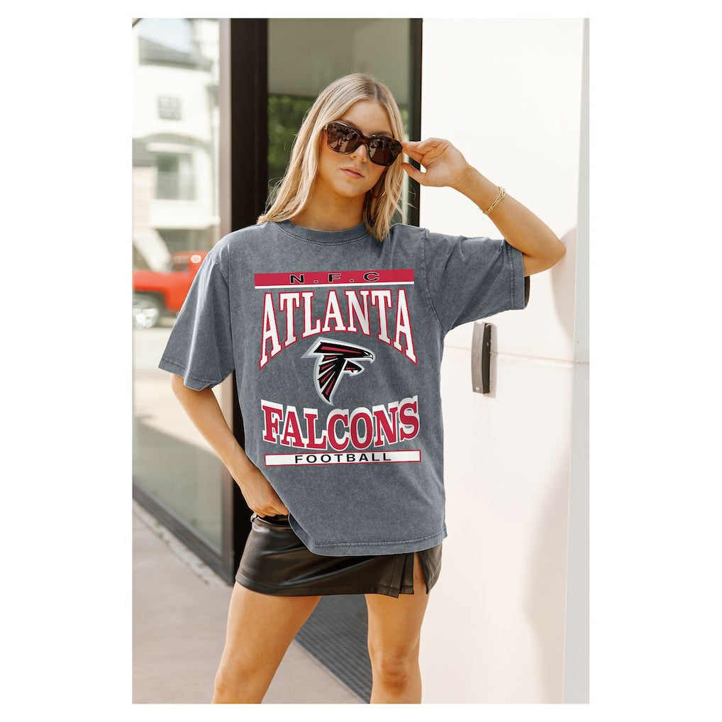 Atlanta Falcons Gameday Couture Women's Oversized Classic Grind Washed T-Shirt Gray | NFL
