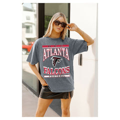 Atlanta Falcons Gameday Couture Women's Oversized Classic Grind Washed T-Shirt Gray | NFL