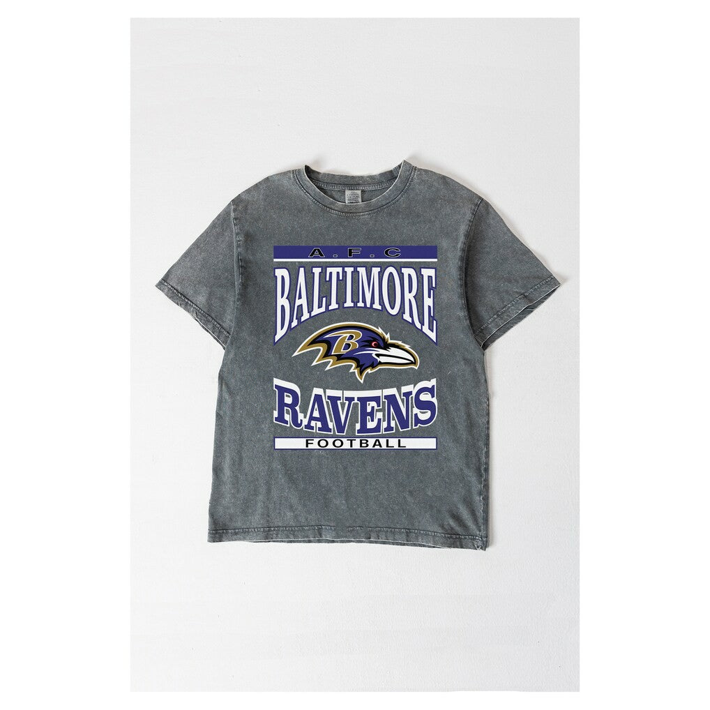 Baltimore Ravens Gameday Couture Women's Oversized Classic Grind Washed T-Shirt Gray | NFL