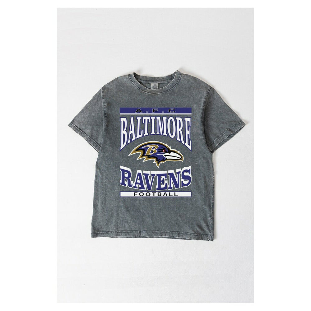 Baltimore Ravens Gameday Couture Women's Oversized Classic Grind Washed T-Shirt Gray | NFL