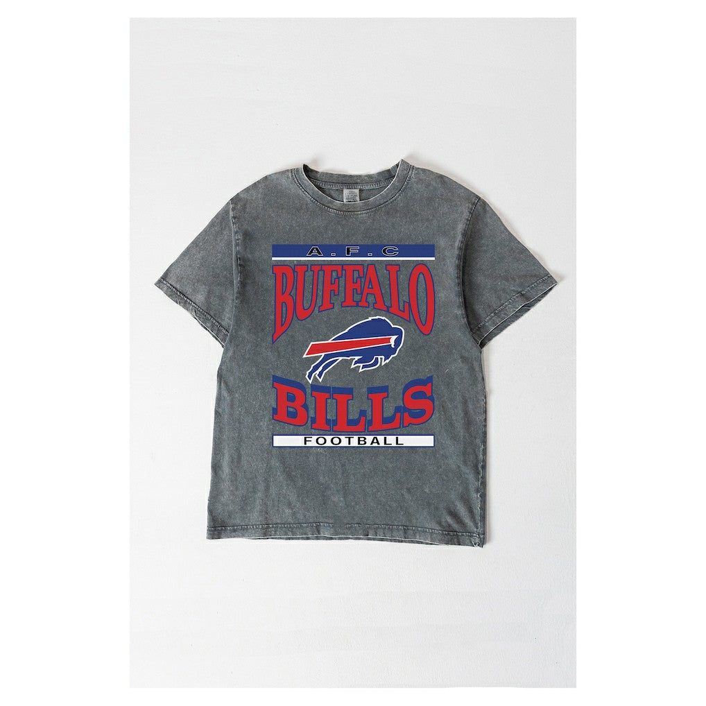 Buffalo Bills Gameday Couture Women's Oversized Classic Grind Washed T-Shirt Gray | NFL