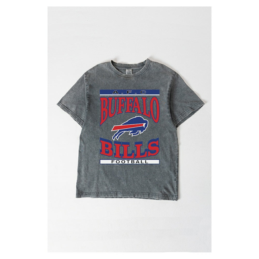Buffalo Bills Gameday Couture Women's Oversized Classic Grind Washed T-Shirt Gray | NFL