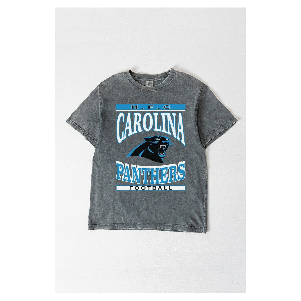 Carolina Panthers Gameday Couture Women's Oversized Classic Grind Washed T-Shirt Gray | NFL