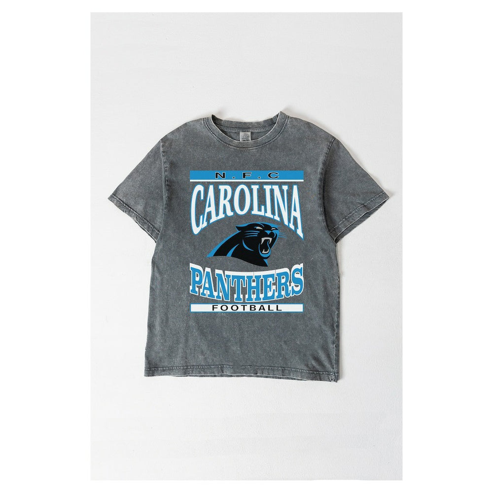Carolina Panthers Gameday Couture Women's Oversized Classic Grind Washed T-Shirt Gray | NFL