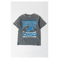 Detroit Lions Gameday Couture Women's Oversized Classic Grind Washed T-Shirt Gray | NFL