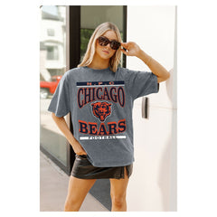 Chicago Bears Gameday Couture Women's Oversized Classic Grind Washed T-Shirt Gray | NFL