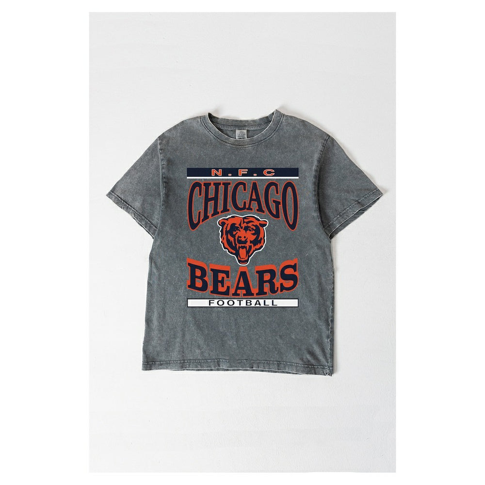 Chicago Bears Gameday Couture Women's Oversized Classic Grind Washed T-Shirt Gray | NFL