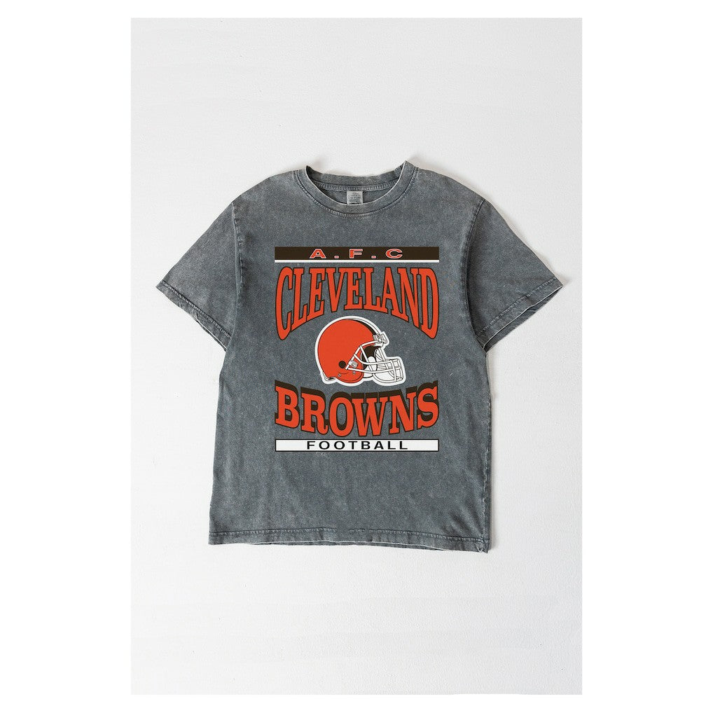 Cleveland Browns Gameday Couture Women's Oversized Classic Grind Washed T-Shirt Gray | NFL