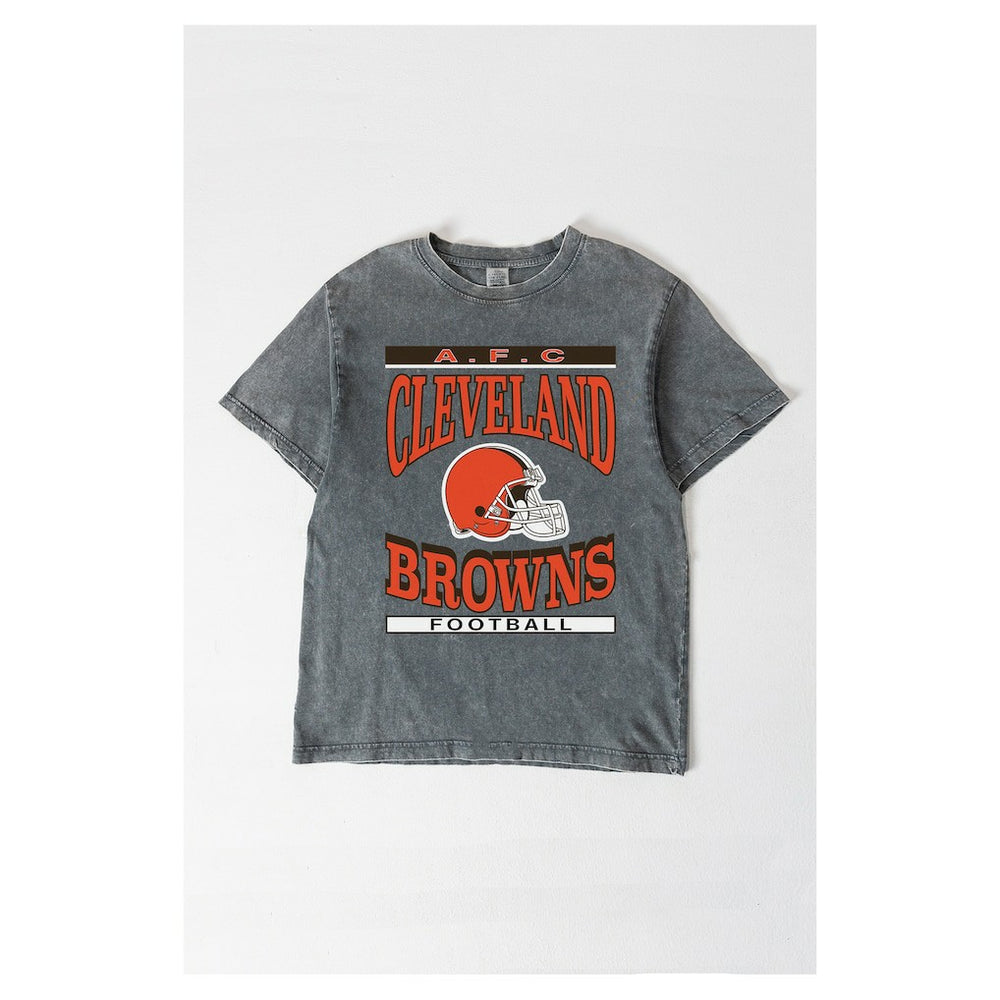 Cleveland Browns Gameday Couture Women's Oversized Classic Grind Washed T-Shirt Gray | NFL