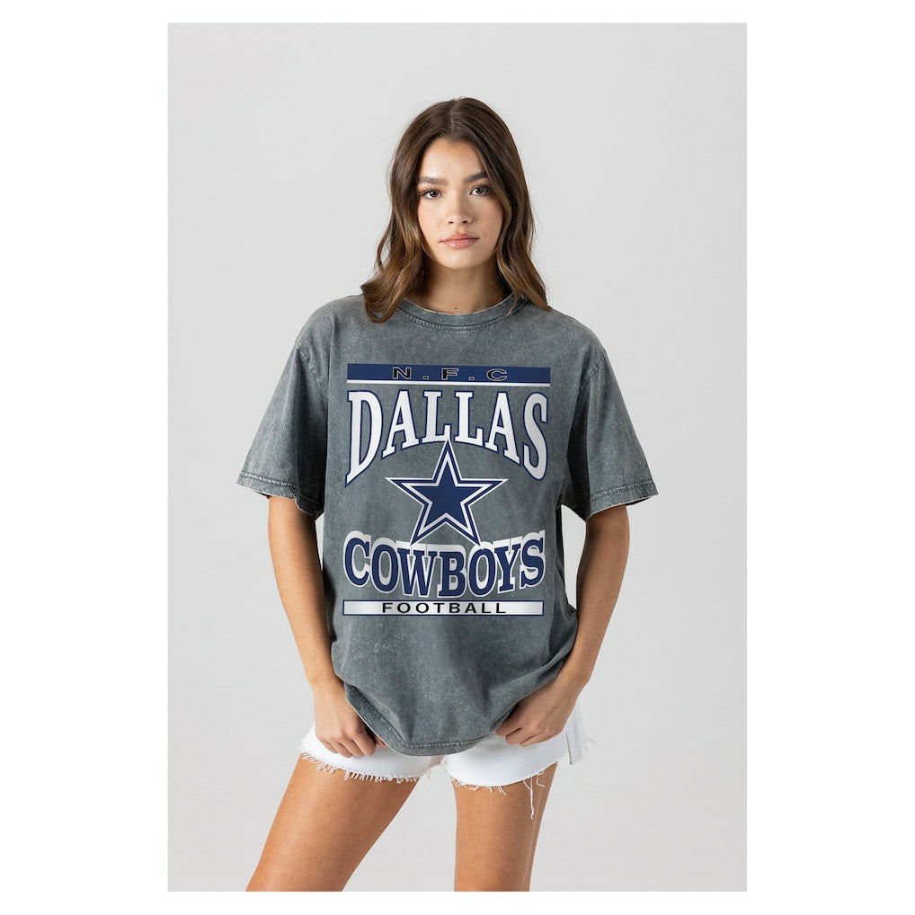 Dallas Cowboys Gameday Couture Women's Oversized Classic Grind Washed T-Shirt Gray | NFL