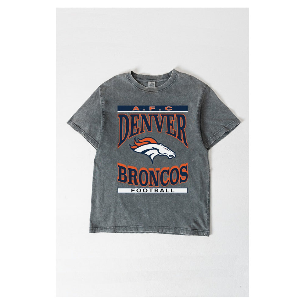 Denver Broncos Gameday Couture Women's Oversized Classic Grind Washed T-Shirt Gray | NFL
