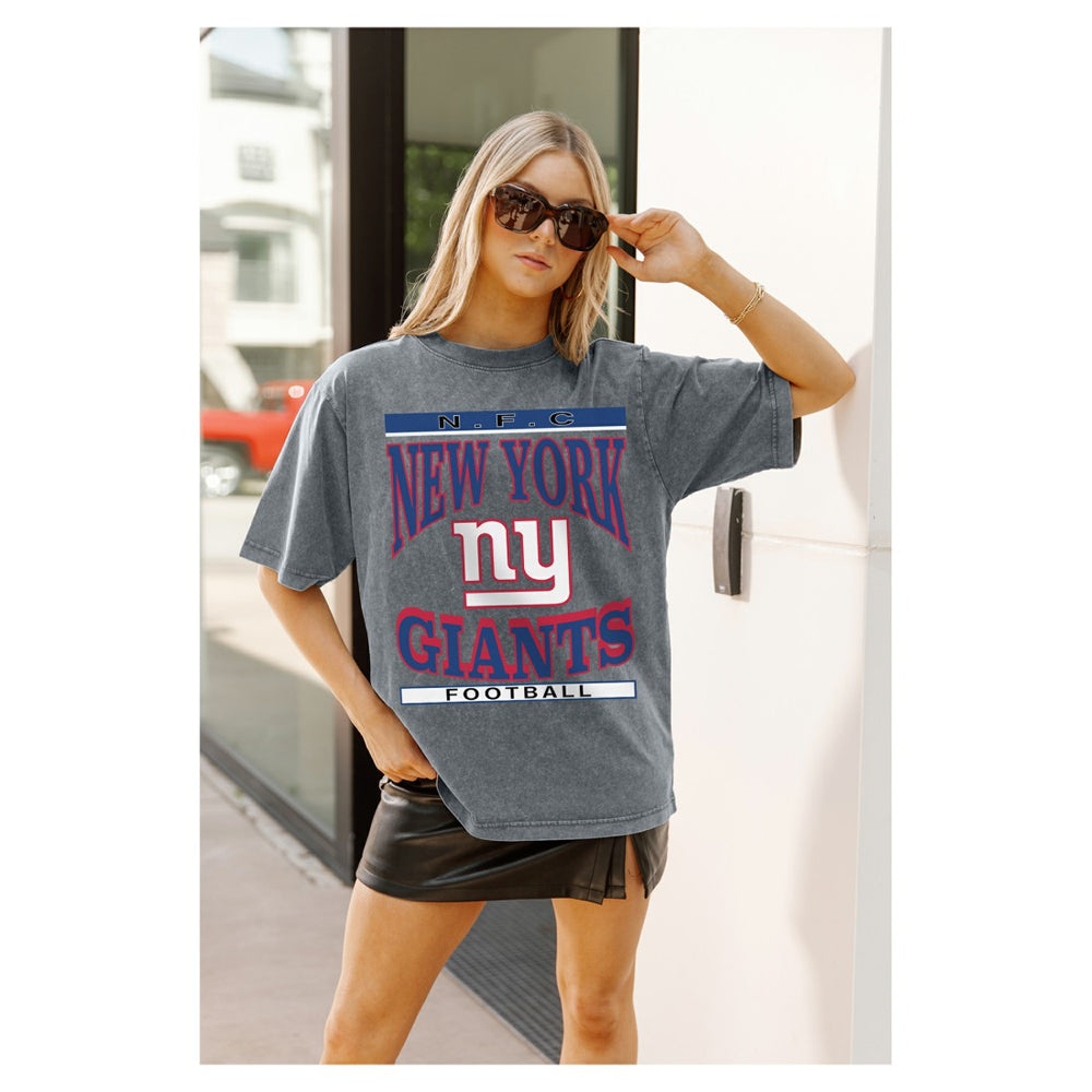 New York Giants Gameday Couture Women's Oversized Classic Grind Washed T-Shirt Gray | NFL