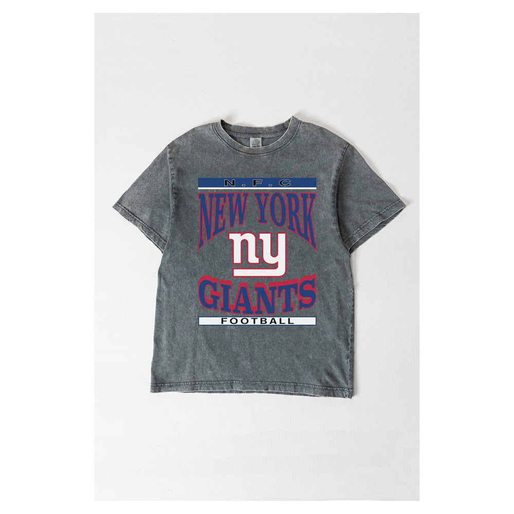 New York Giants Gameday Couture Women's Oversized Classic Grind Washed T-Shirt Gray | NFL
