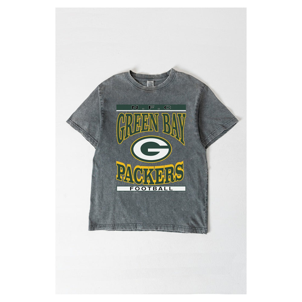 Green Bay Packers Gameday Couture Women's Oversized Classic Grind Washed T-Shirt Gray | NFL