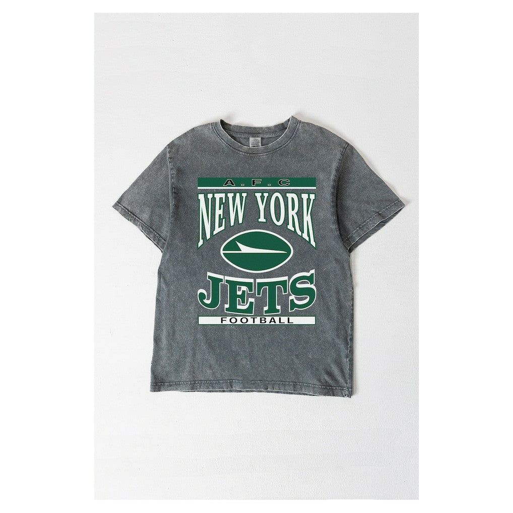 New York Jets Gameday Couture Women's Oversized Classic Grind Washed T-Shirt Gray | NFL