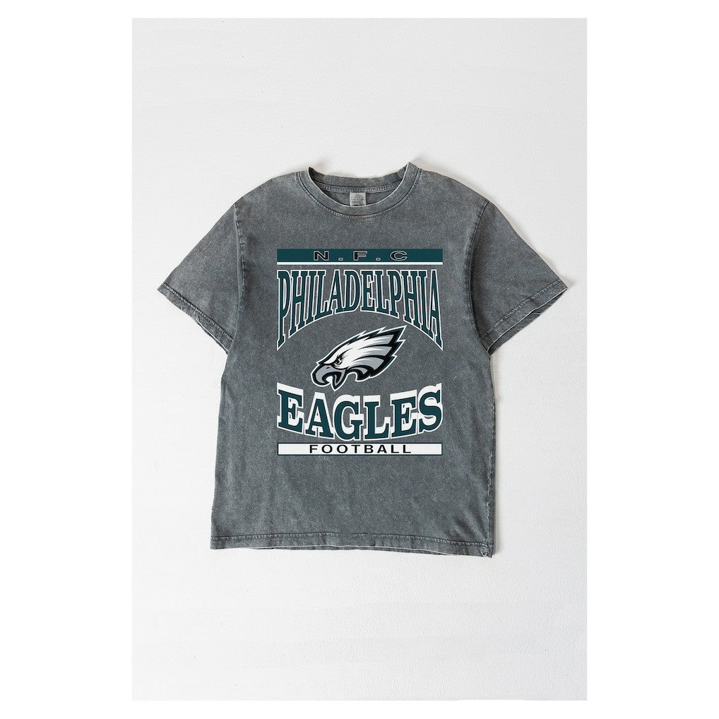 Philadelphia Eagles Gameday Couture Women's Oversized Classic Grind Washed T-Shirt Gray | NFL