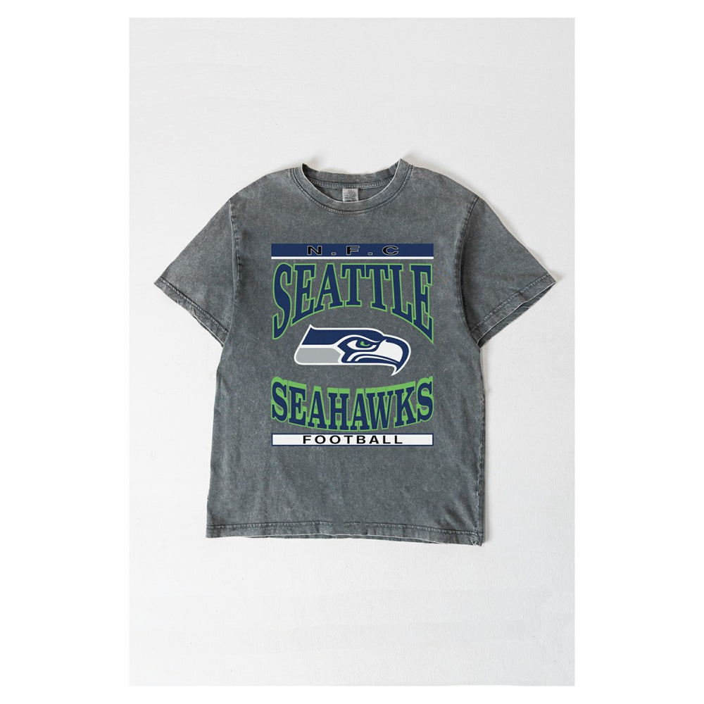 Seattle Seahawks Gameday Couture Women's Oversized Classic Grind Washed T-Shirt Gray | NFL