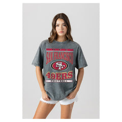 San Francisco 49ers Gameday Couture Women's Oversized Classic Grind Washed T-Shirt Gray | NFL