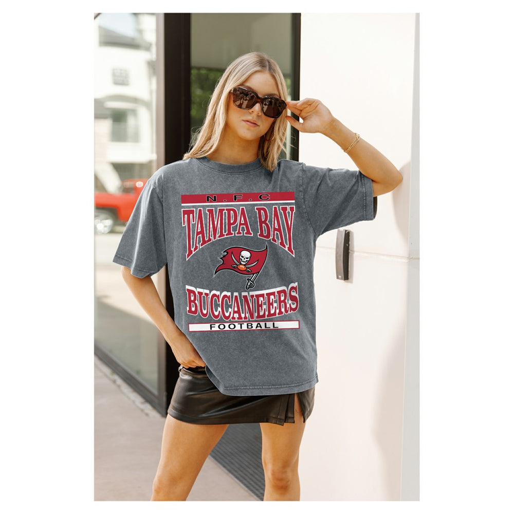 Tampa Bay Buccaneers Gameday Couture Women's Oversized Classic Grind Washed T-Shirt Gray | NFL
