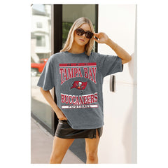 Tampa Bay Buccaneers Gameday Couture Women's Oversized Classic Grind Washed T-Shirt Gray | NFL